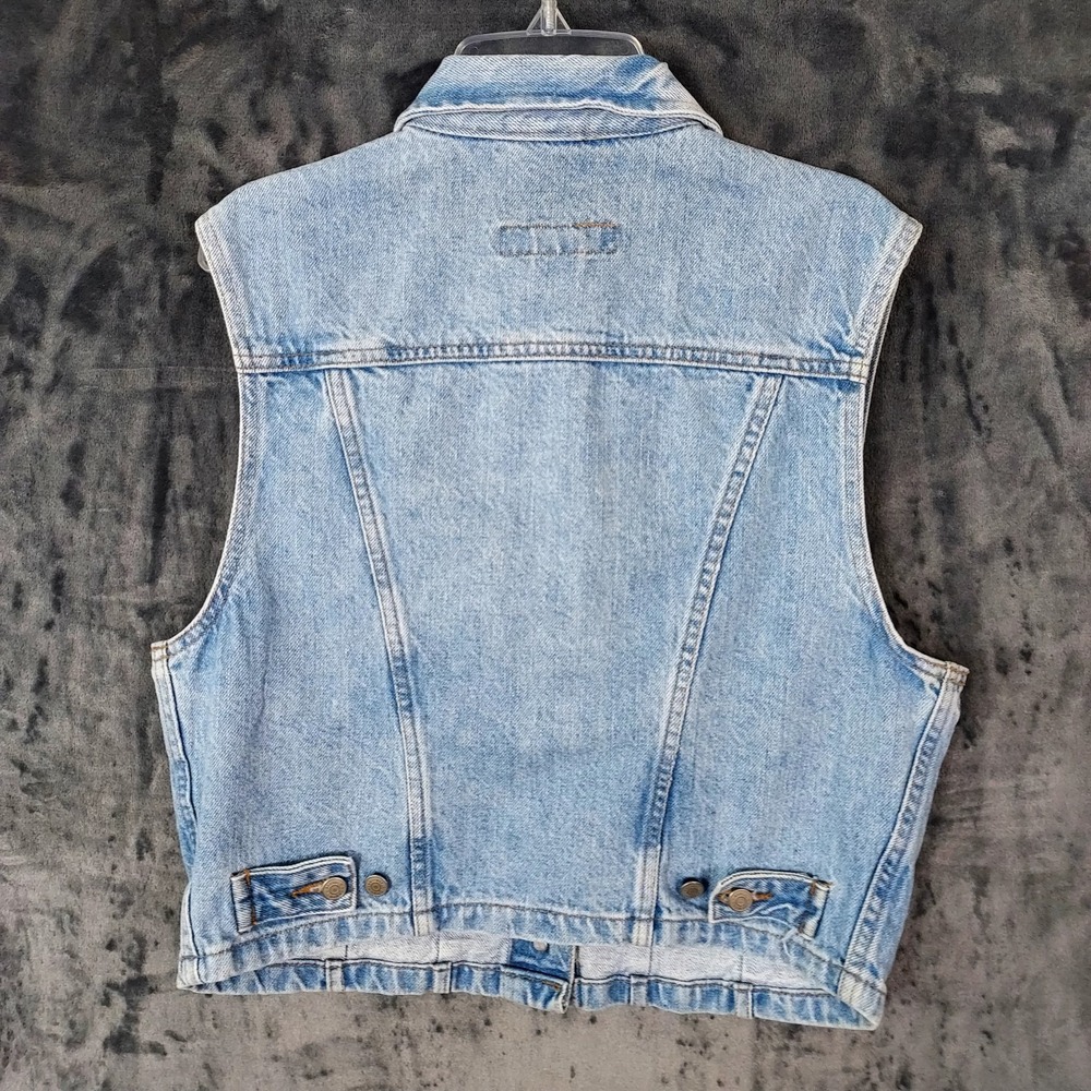 Vintage 90s Banana Republic Denim Jean Vest Cropped Retro USA Women's Medium‎ - Picture 5 of 8